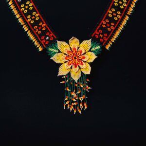 Flower necklace Peyote beaded Brazil tribal