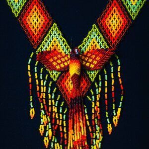 Hummingbird necklace pearl beaded Brazil tribal